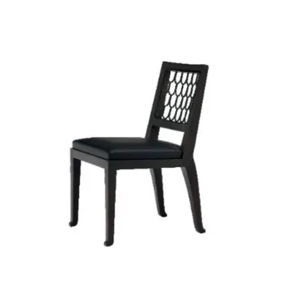 Contemporary Solid Ash Wood Dining Chair with Architectural T-Back Design and Matte Black Oak Finish