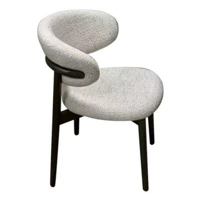 Contemporary Solid Ash Wood Armchair with Sculptural Curved Backrest and Premium Upholstered Seat