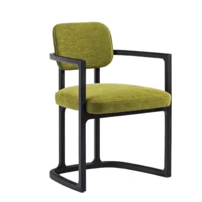 Contemporary Solid Ash Wood Armchair with Sculptural Organic Frame and Ergonomic Curved Backrest