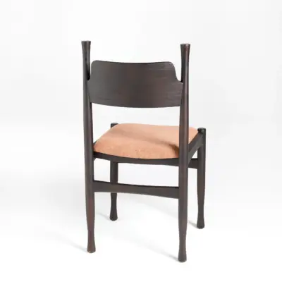 Mid-Century Modern Solid Ash Wood Dining Chair with Smoked Finish and Ergonomic Backrest