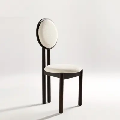 Mid-Century Modern High-Back Ash Wood Dining Chair in Elegant Smoked Finish