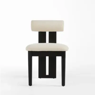 Mid-Century Modern Ash Wood Dining Chair with Curved Backrest and Sculptural Frame