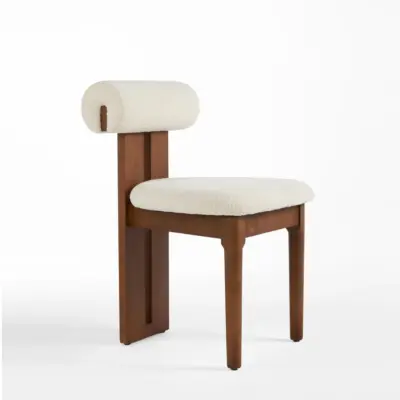 Mid-Century Modern Ash Wood Dining Chair with Curved Backrest and Sculptural Frame