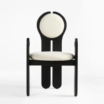Mid-Century Modern High-Back Rubberwood Dining Chair with Architectural Spindle Design