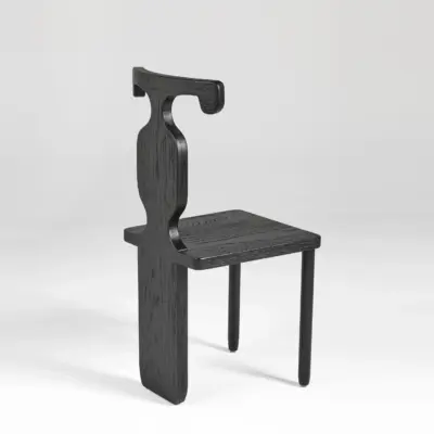 Minimalist High-Back Ash Wood Dining Chair in Sophisticated Black Oak Finish