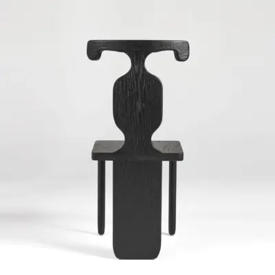 Minimalist High-Back Ash Wood Dining Chair in Sophisticated Black Oak Finish