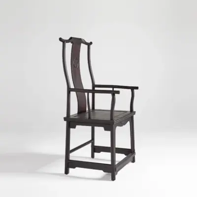 Imperial High-Back African Sandalwood Armchair in Rare Ink Wash Finish