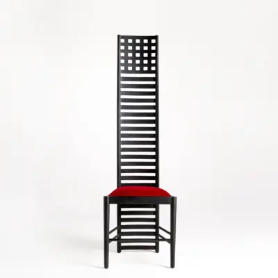 Architectural Extra-Tall Ash Wood Dining Chair with Spindle Backrest in Matte Black Oak