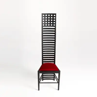 Architectural Extra-Tall Ash Wood Dining Chair with Spindle Backrest in Matte Black Oak