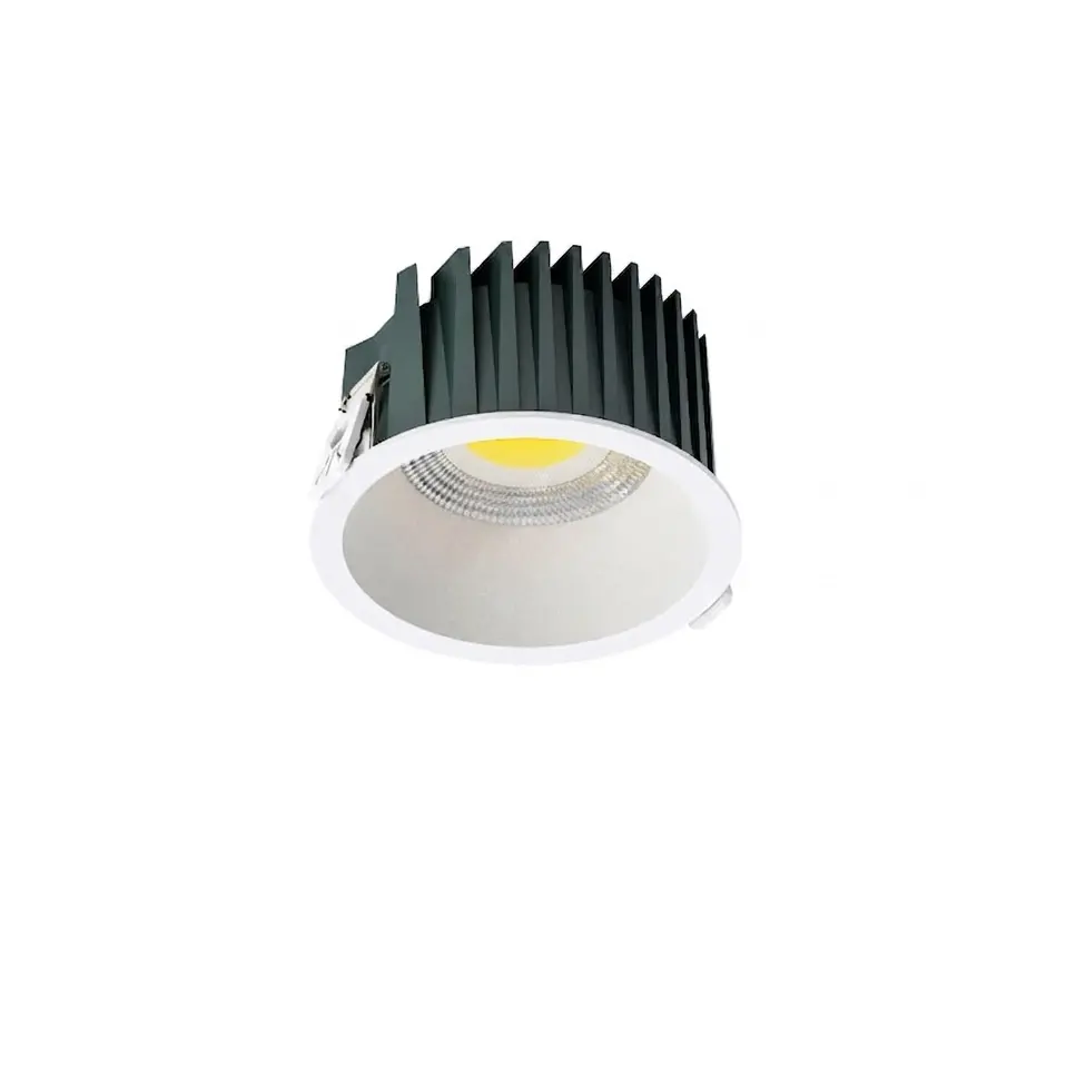 Deep Anti Glare LED Recessed Downlight 3000K with matt white international health aluminum housing for commercial ceiling installation