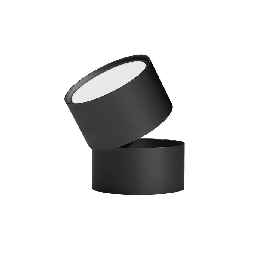 Surface Mounted Adjustable LED Spotlight with matte white and black aluminum folding bodies for rotatable ceiling accent light layouts