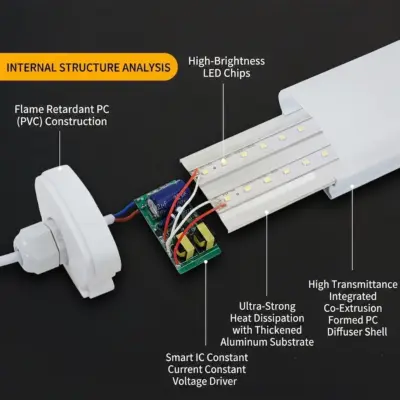 Dual Row LED Tri Proof Linear Light Waterproof Dustproof Batten Ceiling Fixture