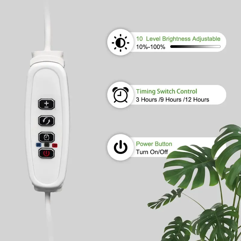 WaBrite full spectrum LED grow light with adjustable telescopic floor stand illuminating indoor plants and monstera.