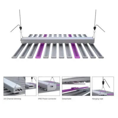 Commercial Full Spectrum LED Grow Light IP65 Waterproof High PPF Dimmable Greenhouse Plant Growth Lamp with Detachable Bars 860W 1060W 1260W 110cm-150cm (43.3-59.1 Inches)