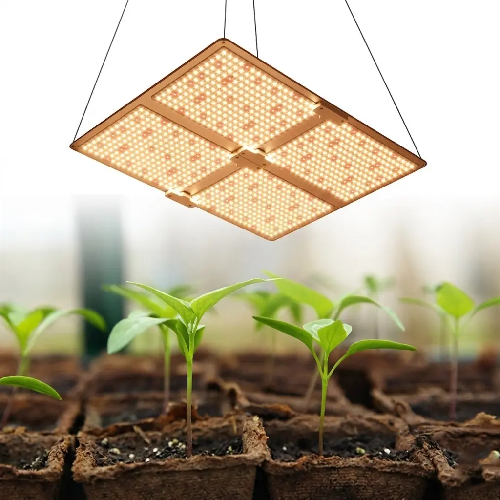 WaBrite full spectrum LED grow light quantum board with hanging ropes and aluminum plate chassis as shown in 3.webp.