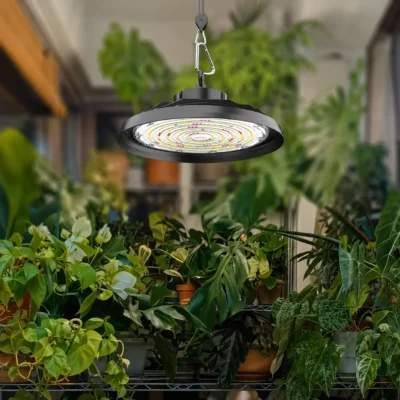 Full Spectrum LED Grow Light UFO IP65 Waterproof Aluminum Round Hanging Growing Lamp for Indoor Plants Greenhouse Hydroponics 243mm-325mm (9.6-12.8 Inches)