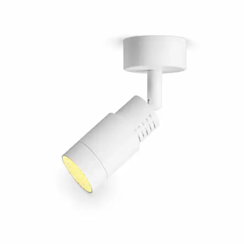 Matte black surface mounted zoomable LED spotlight showing laser-etched beam angle scale from 9 to 60 degrees on an adjustable cylinder body.