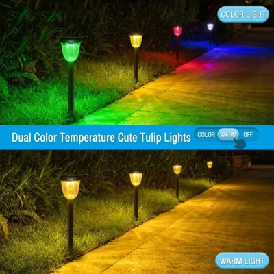 Solar LED Path Light: Multi-Color & Warm Garden Lamp