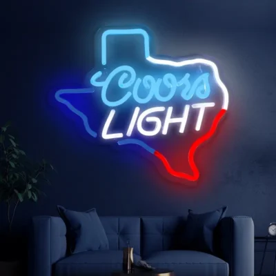 Custom Texas State LED Neon Sign – Personalized State Map Bar Light (32.2cm x 40.6cm)