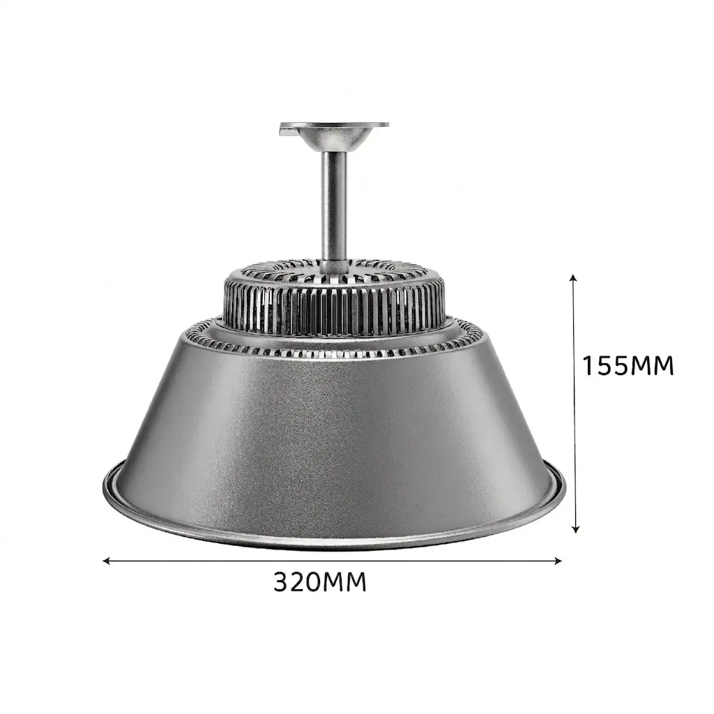 WaBrite High Bay LED Pendant Projector silver aluminum heavy duty industrial high bay ceiling light with size engineering specs