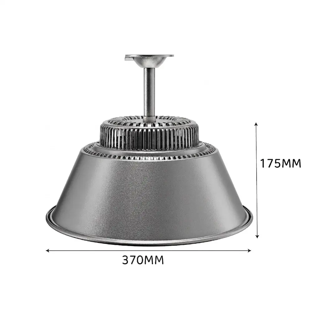 WaBrite High Bay LED Pendant Projector silver aluminum heavy duty industrial high bay ceiling light with size engineering specs