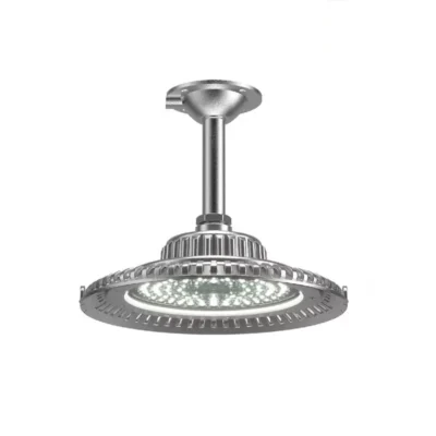 IP67 Waterproof LED UFO High Bay Light, Stem Mount Industrial Warehouse Workshop Ceiling Lamp, High Lumen Die-Cast Aluminum Gym Factory Lighting