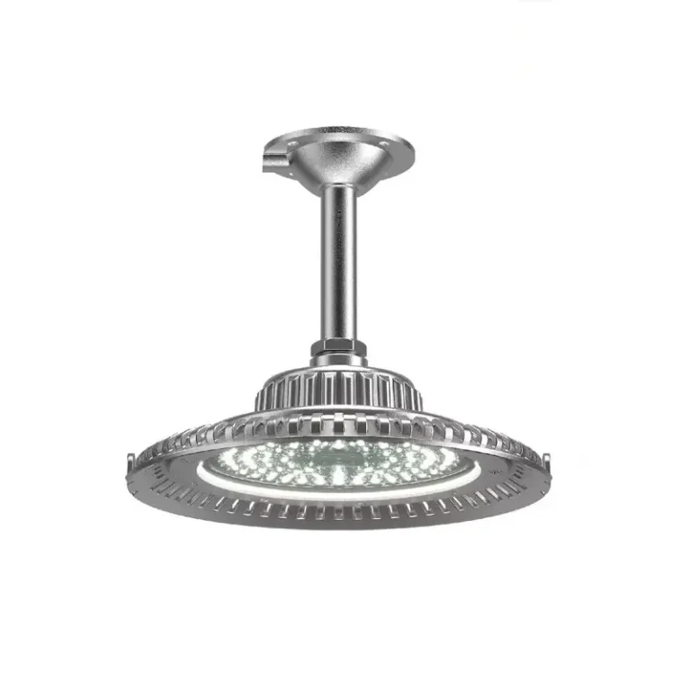 IP67 Waterproof LED UFO High Bay Light, Stem Mount Industrial Warehouse Workshop Ceiling Lamp, High Lumen Die-Cast Aluminum Gym Factory Lighting