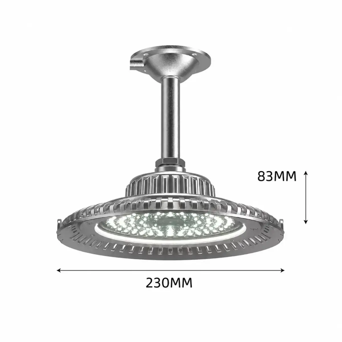High Lumen LED UFO High Bay Light Series with aviation aluminum casing and tempered glass face for explosion proof factory lighting