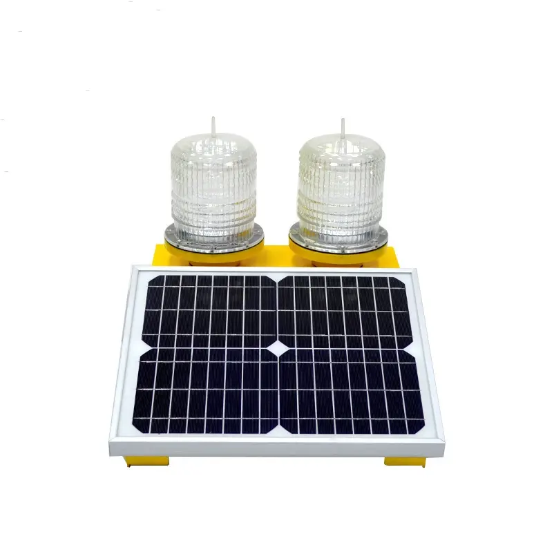 Solar LED Aviation Obstruction Light - Dual-Head Industrial Warning Beacon