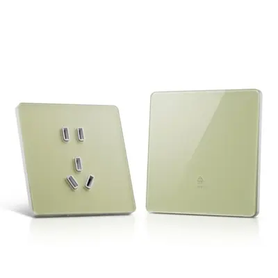Premium Lemon Yellow Tempered Glass Wall Switch and Socket – Durable Electrical Hardware
